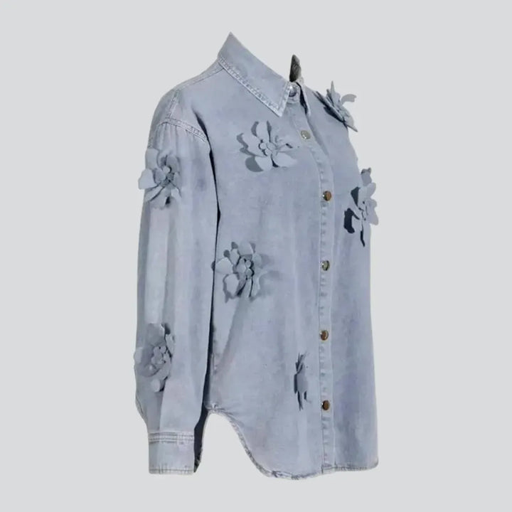 Extra-large fashion chambray jean shirt for ladies