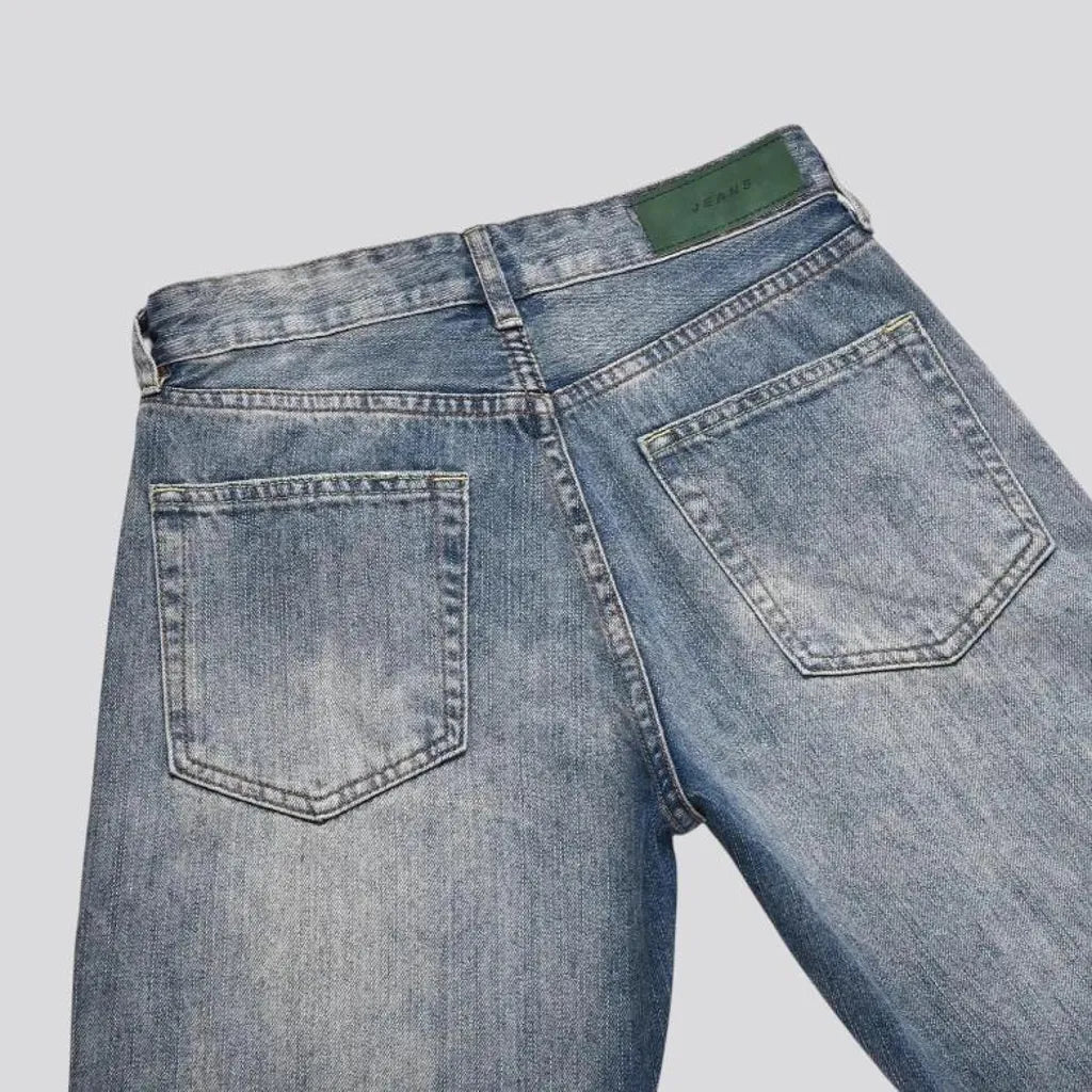 Distressed light high rise men's jeans