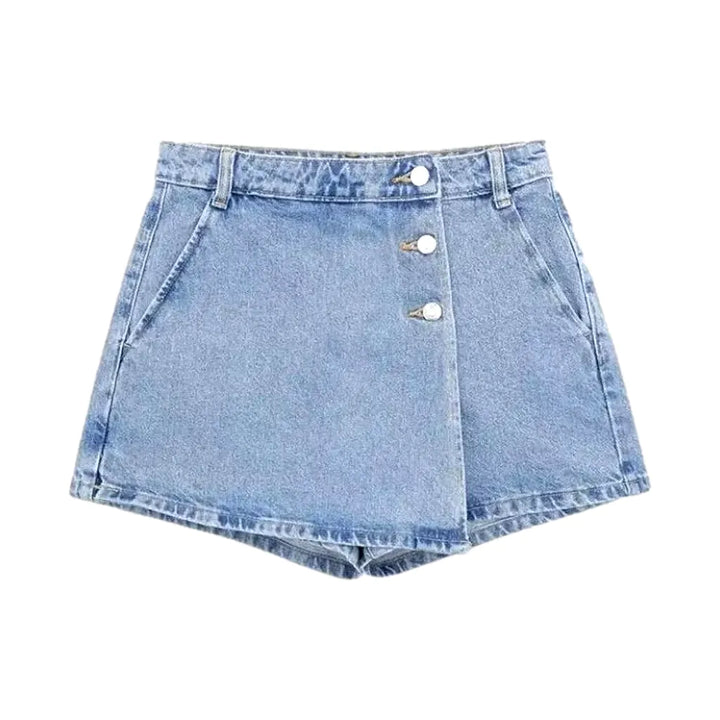 High Waist Jeans Skort - Light Blue