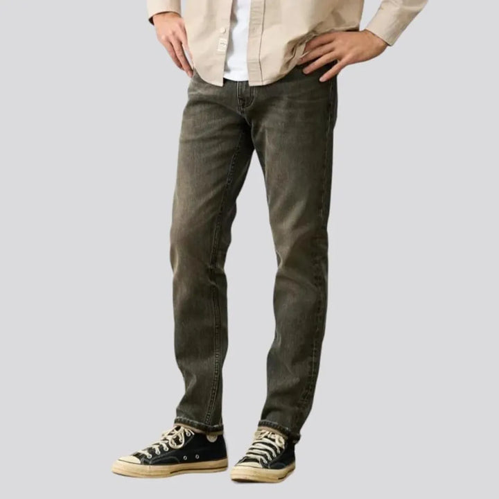 tapered, vintage, grey, 13oz, stonewashed, mid-waist, 5-pockets, zipper-button, men's jeans | Jeans4you.shop