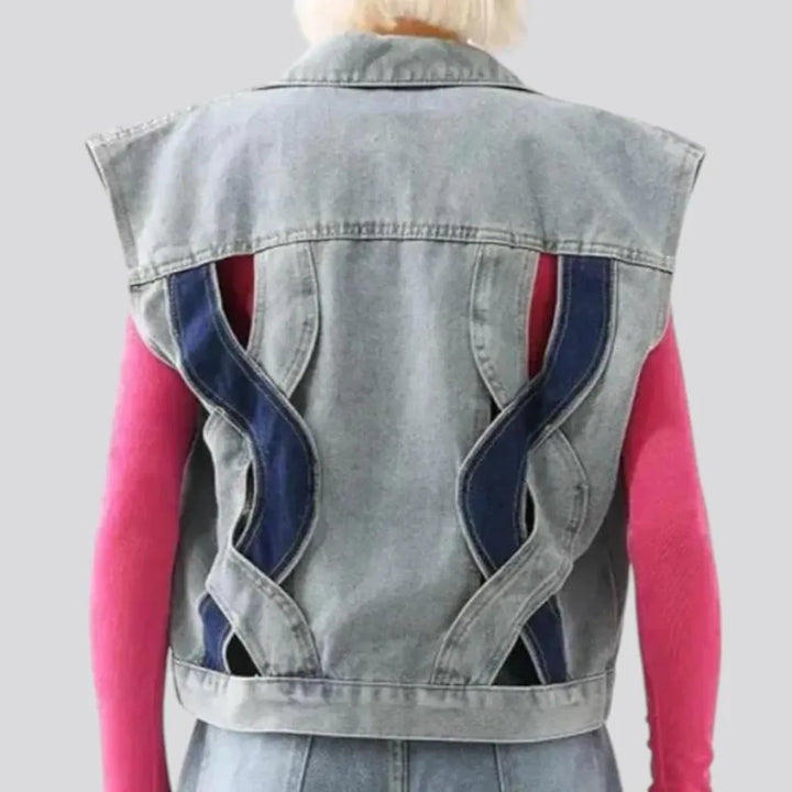 Fashionable cutout jeans vest for women