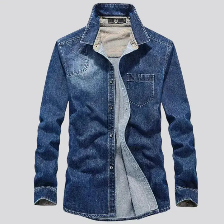 Casual abraded jacket slim-fit men's jeans shirt