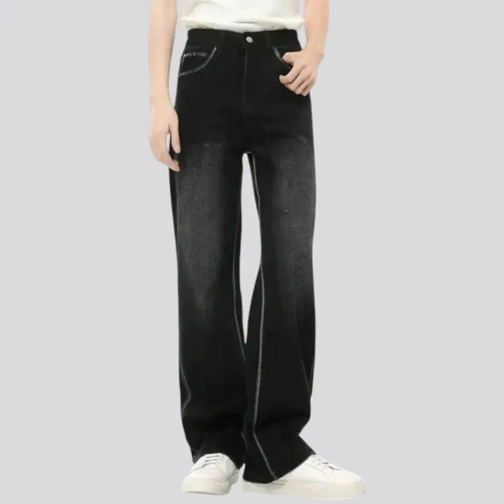 Mid rise straight-cut jeans for men