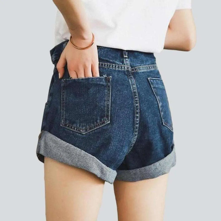 Wide-leg women's jeans shorts
