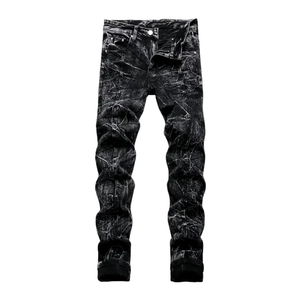 Vintage Style Grunge Skinny Jeans for Men - Black