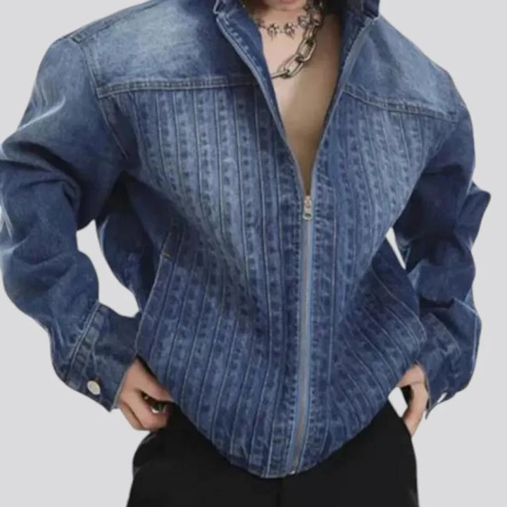 Boho style men's denim jacket