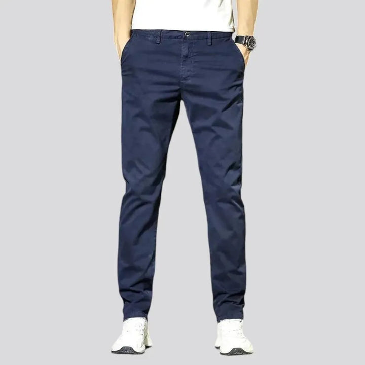 Stretchable mid rise men's denim chinos jeans