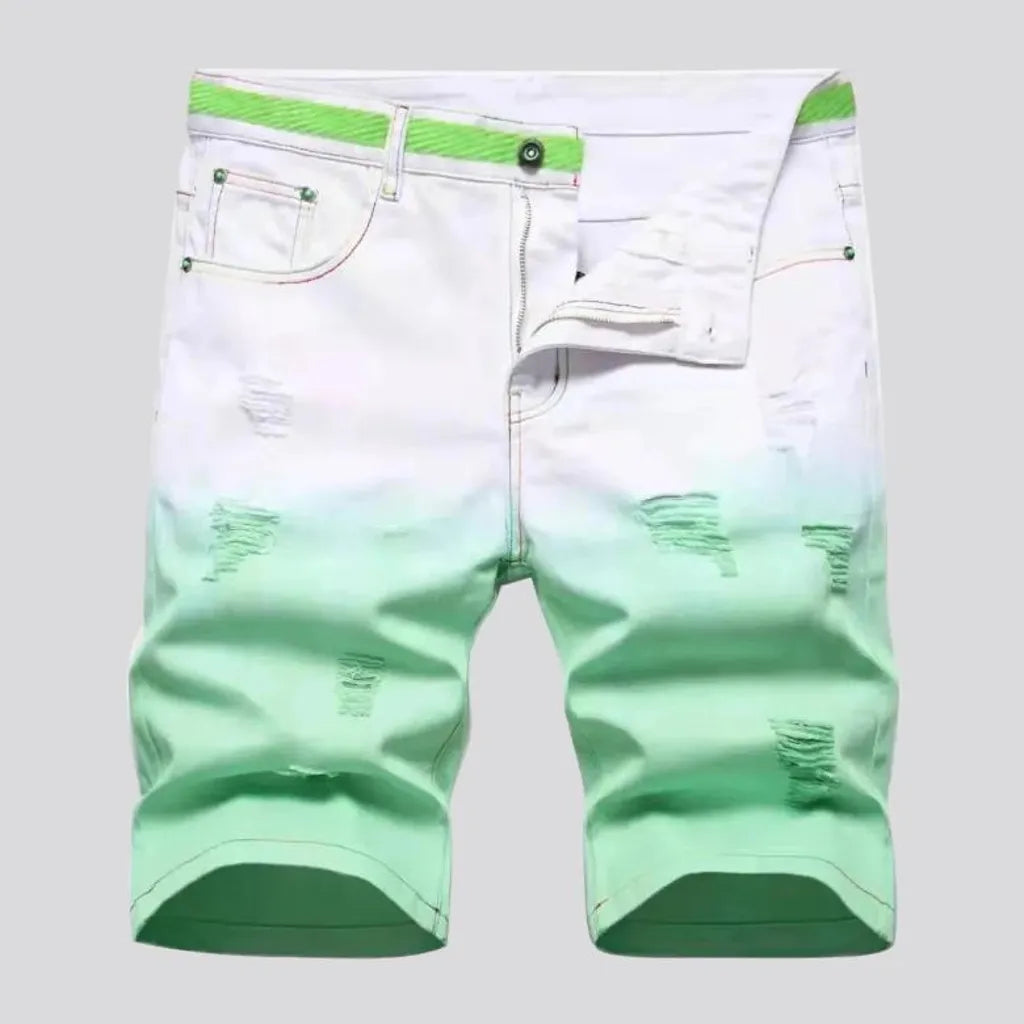 Mid-waist distressed men's denim shorts