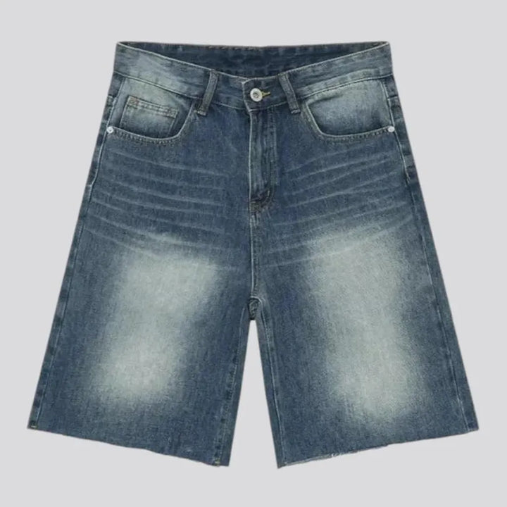 Whiskered over dyed men's denim shorts