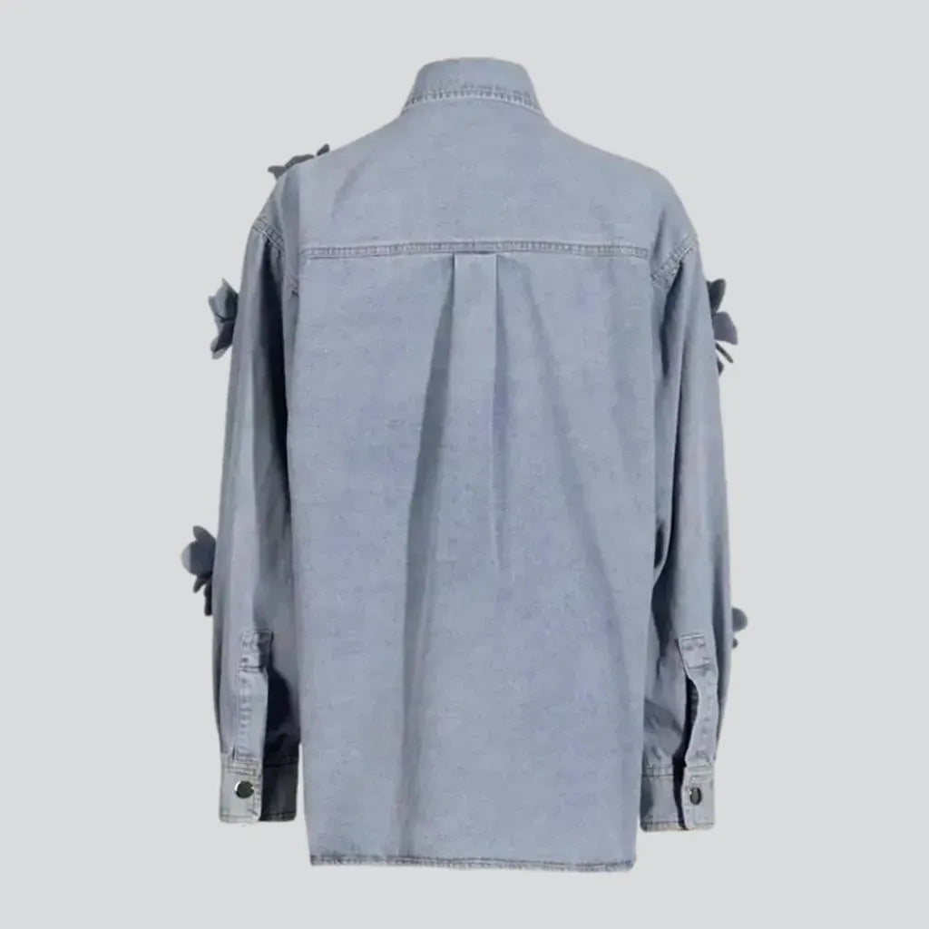 Extra-large fashion chambray jean shirt for ladies