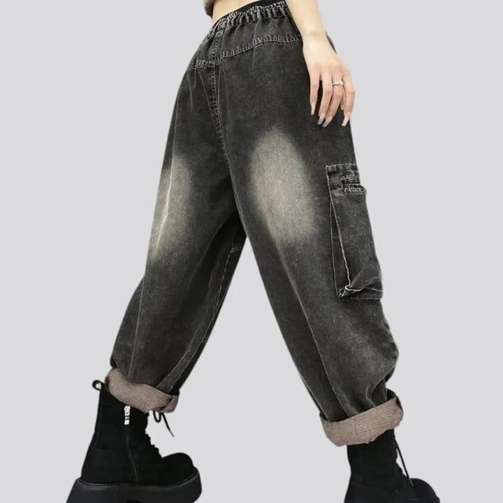 Vintage high-waist denim pants
 for ladies