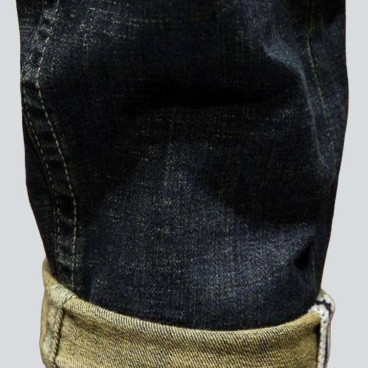Dark wash aged men's jeans