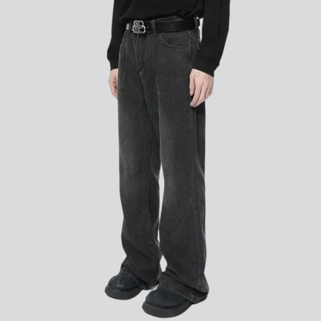 Floor-length stonewashed jeans
 for men