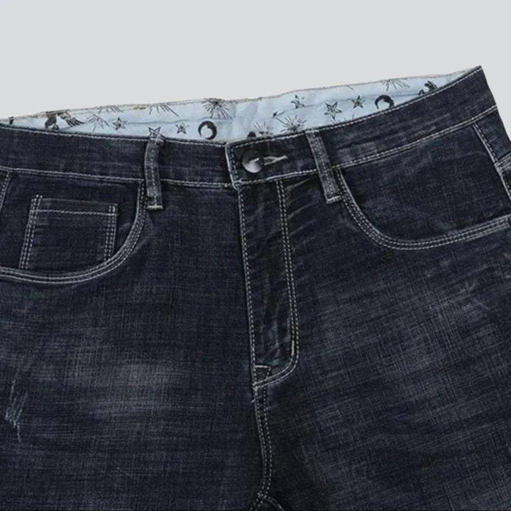 Sanded black jeans for men