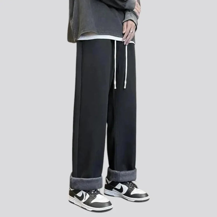 Baggy-fit retro insulated men's jean joggers