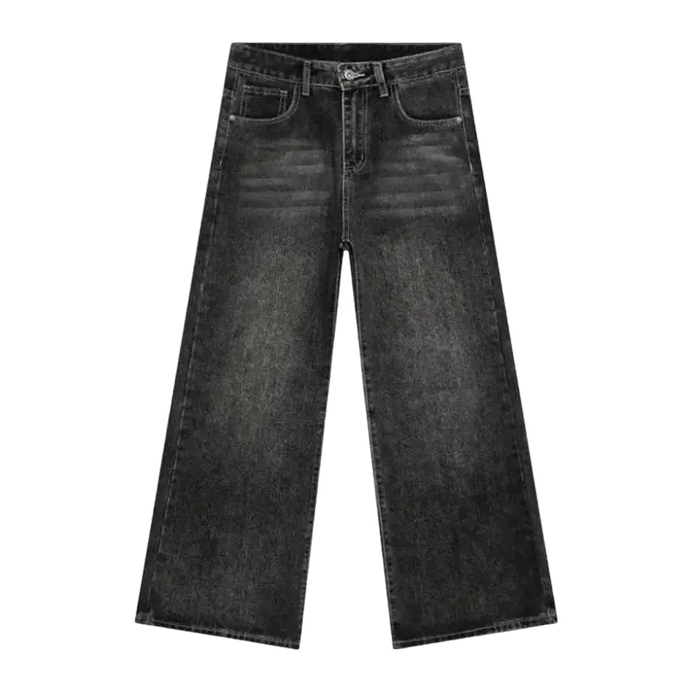 Sanded Mid-waist Men's Jeans - Grey