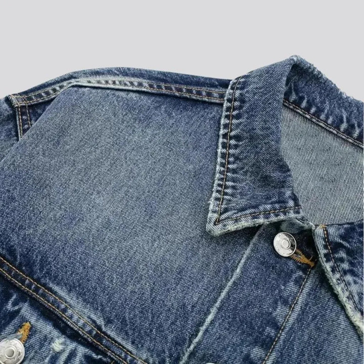 Casual creased fit women's denim jacket