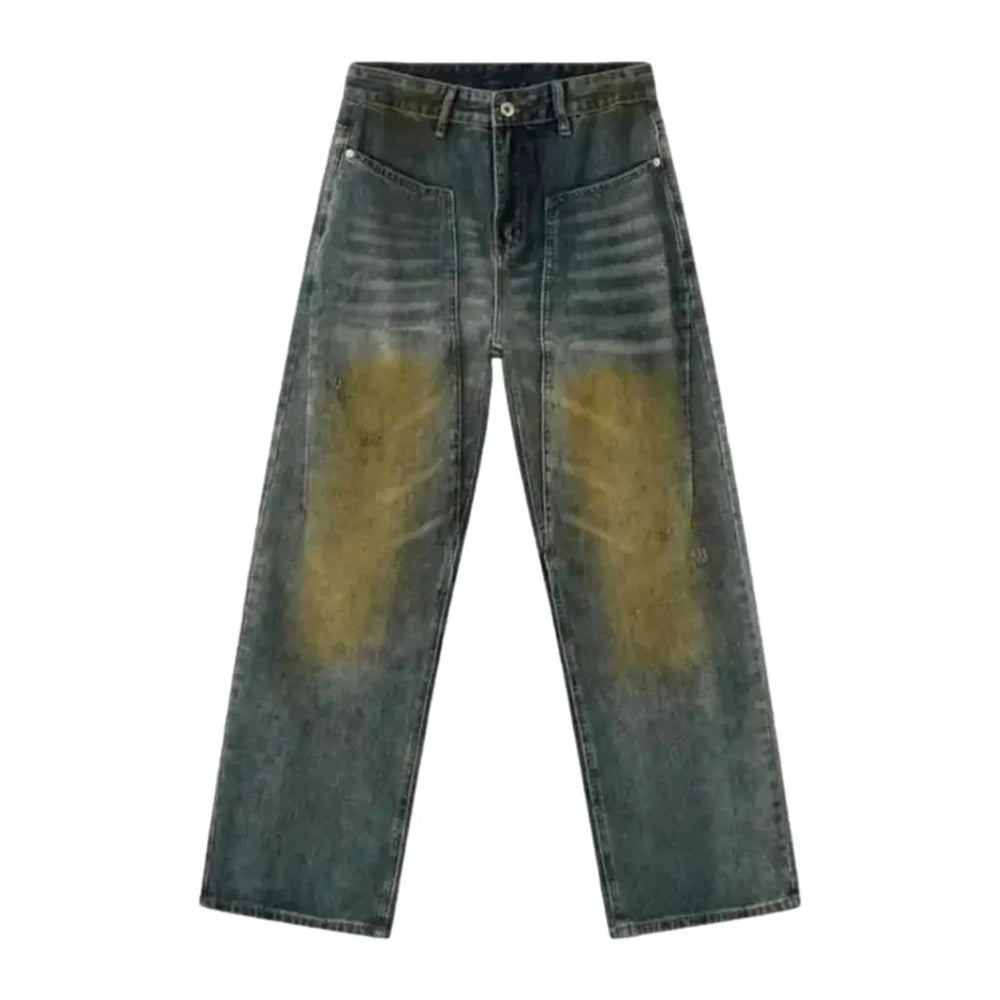 Sanded Over Dyed Boho Men's Jeans - Blue