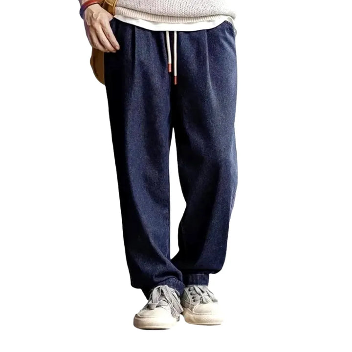 Casual Baggy Dark Wash Jean Joggers for Men - Dark Blue