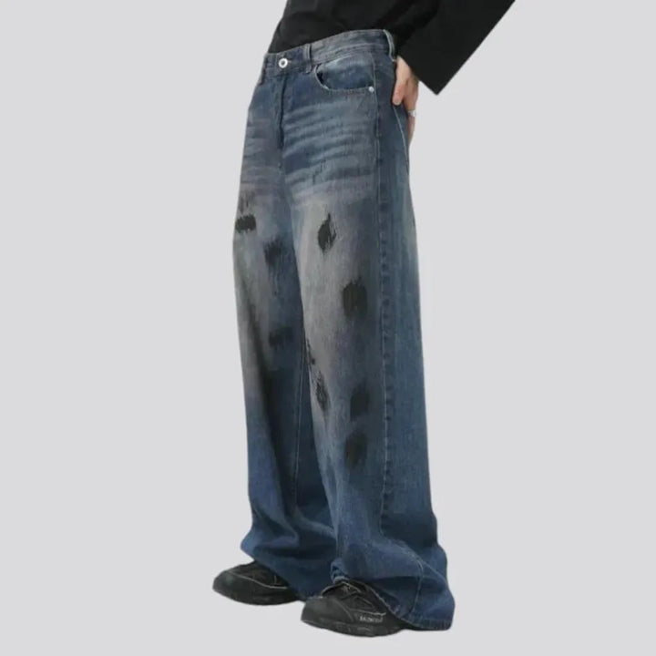 Painted mid rise men's jeans