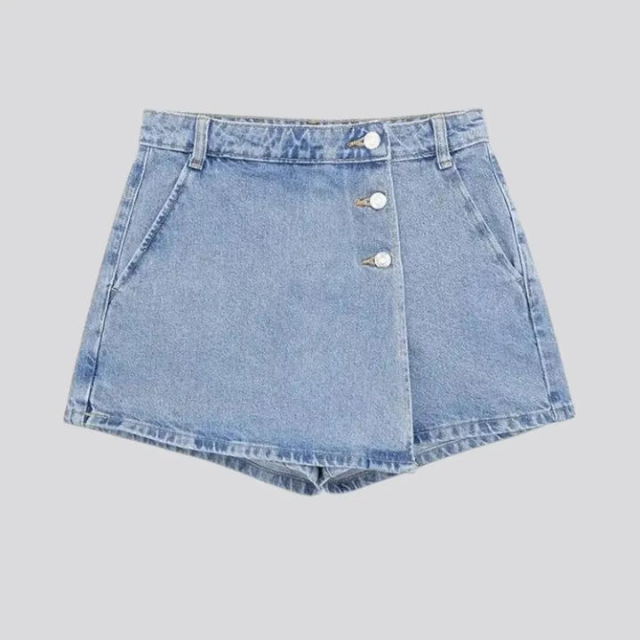 High waist jeans skort