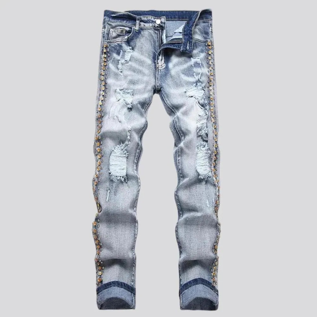 Skinny fit distressed men's jeans