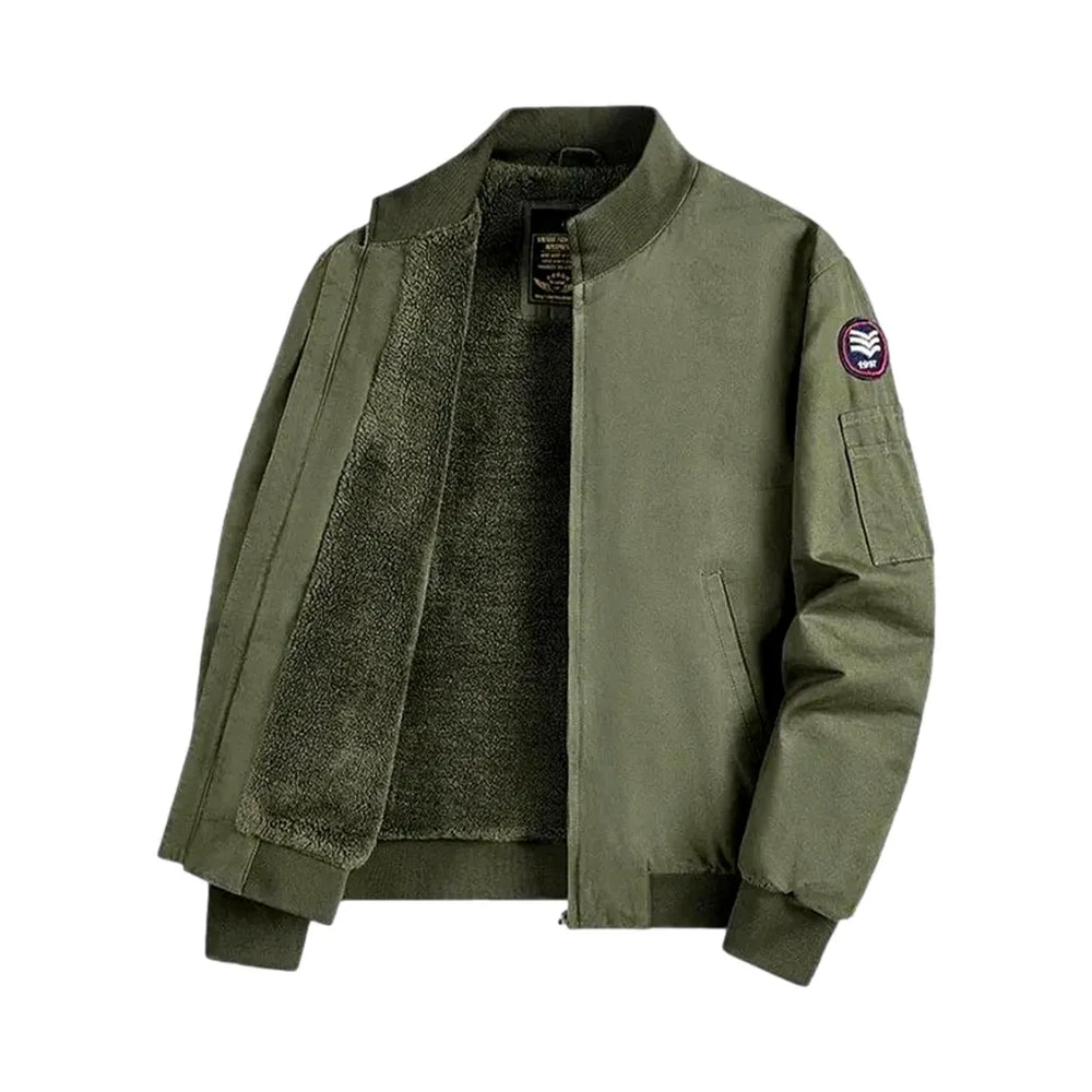 Casual Style Men's Jean Bomber Jacket - Green