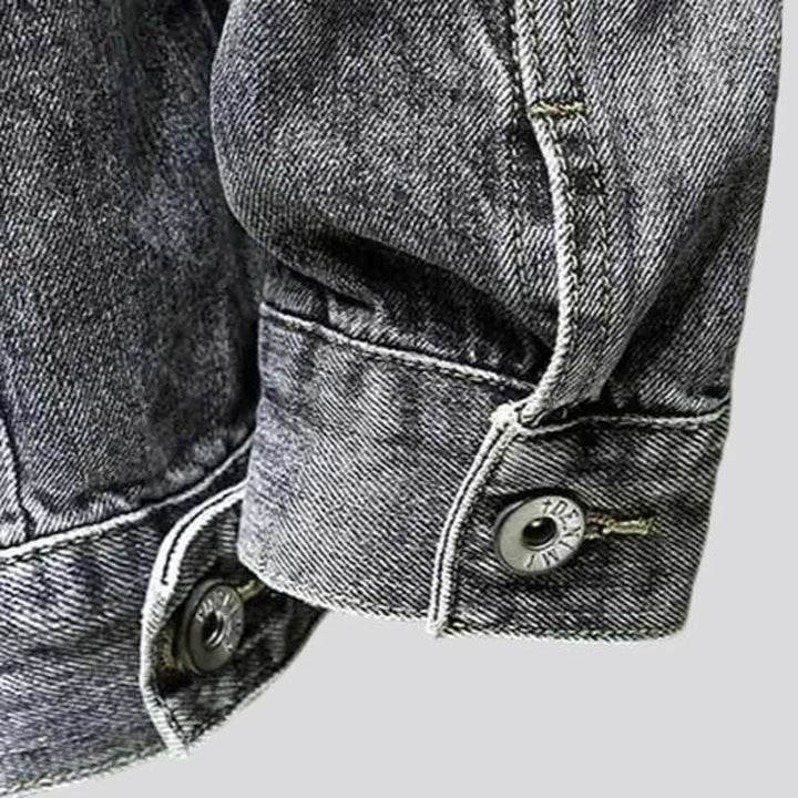 Abraded vintage fashion men's jean jacket