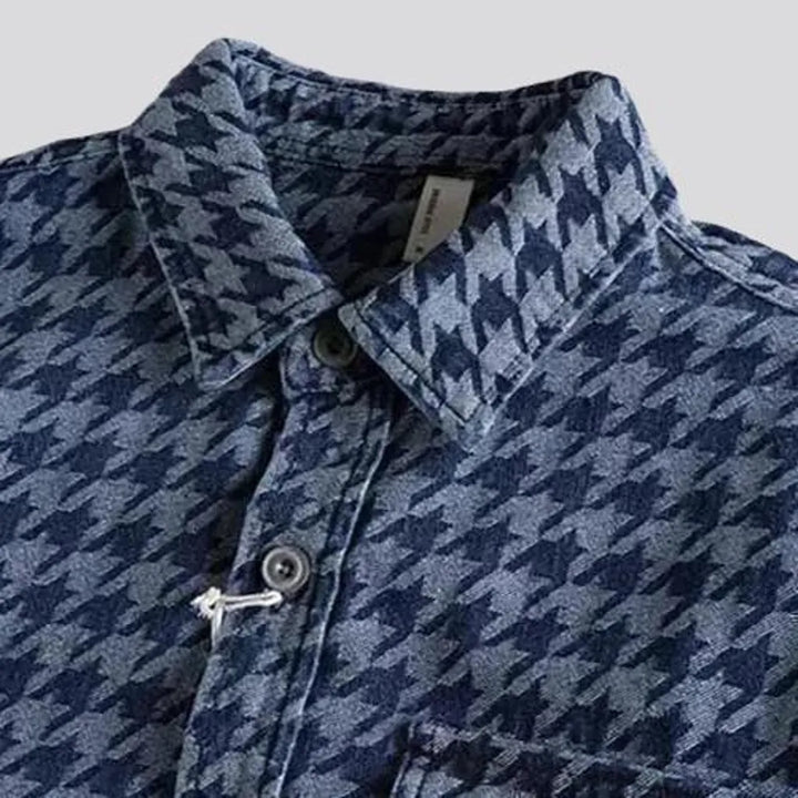 Casual plaid men's jean shirt