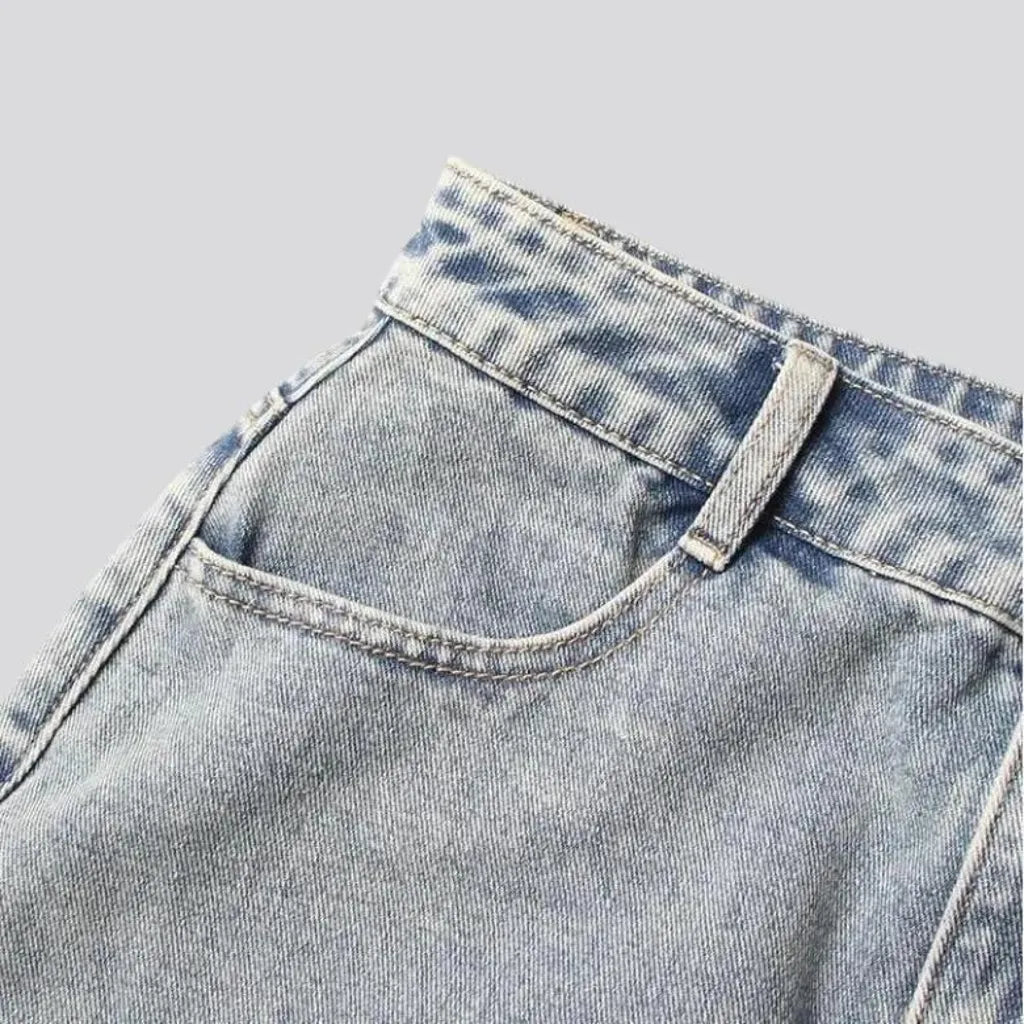 Hollow out high-waist jean skirt