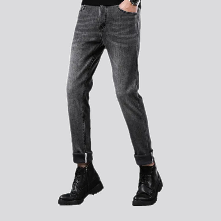 Mid-rise faded retro men's jeans