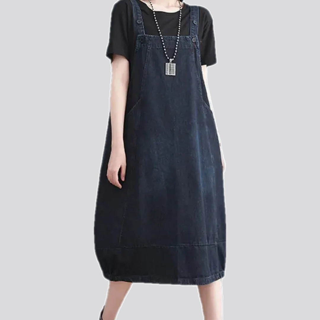 Dark a line casual denim dress