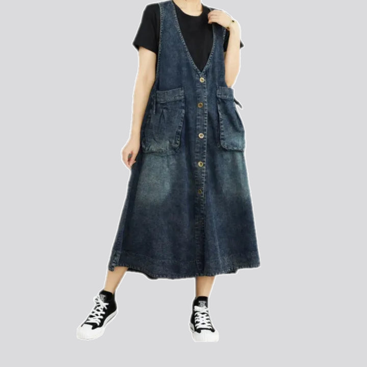 Dark stonewashed stylish jean dress