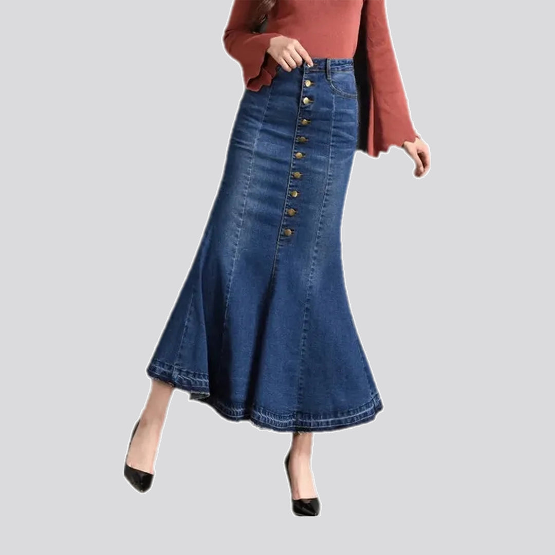 Faded wash boho denim skirt