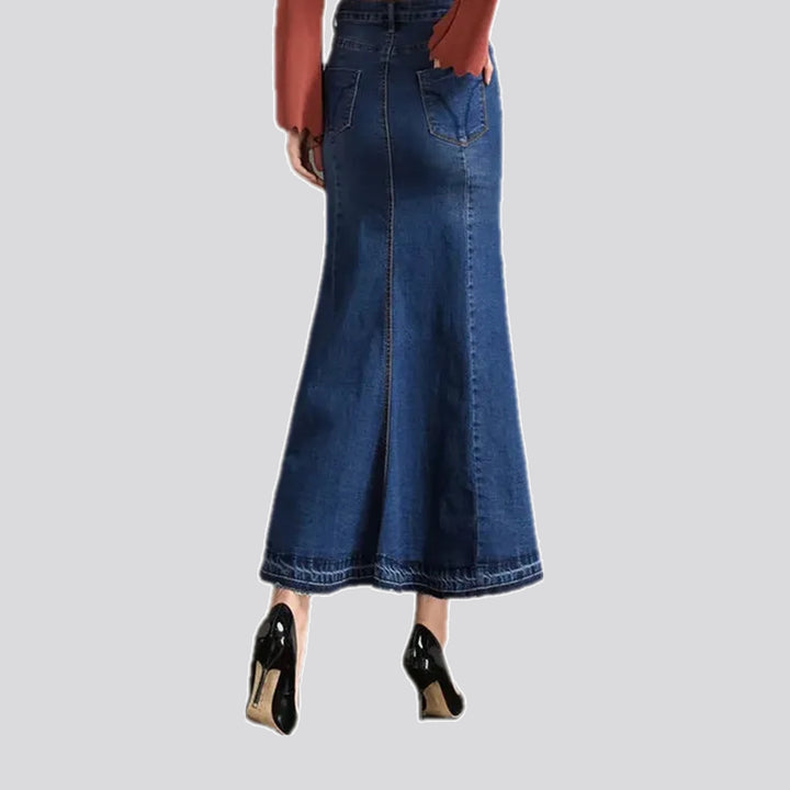 Faded wash boho denim skirt