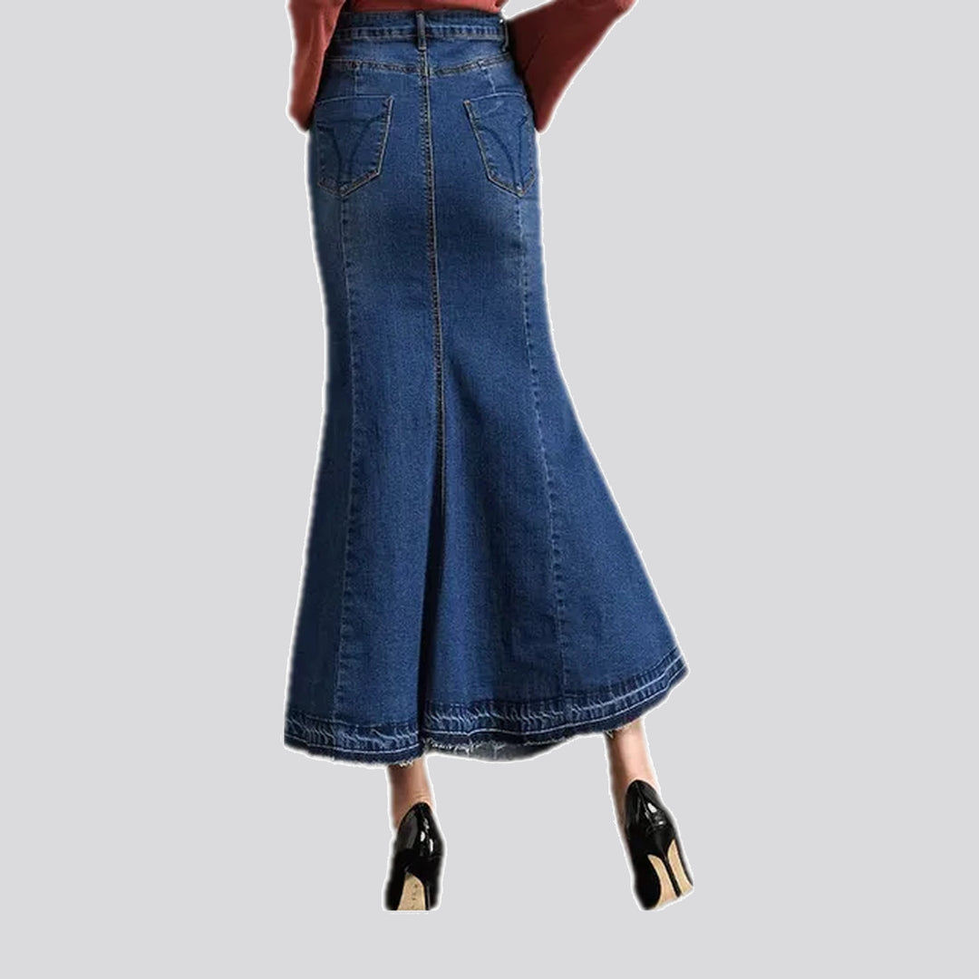 Faded wash boho denim skirt