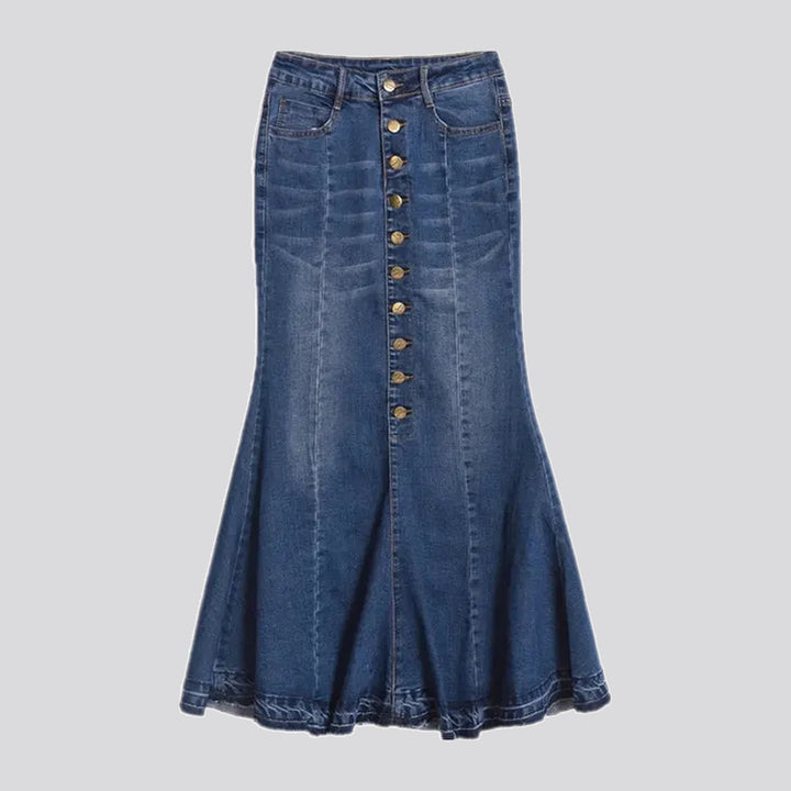 Faded wash boho denim skirt