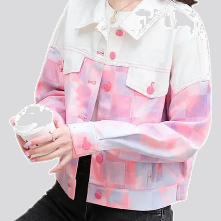 Trendy crop women's denim jacket