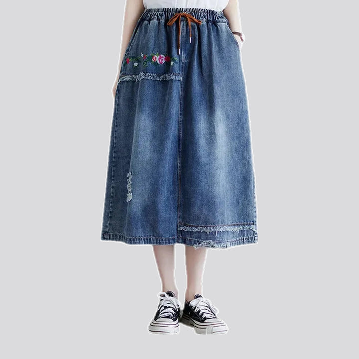 Boho High-rise Frayed Jeans Skirt | Jeans4you.shop