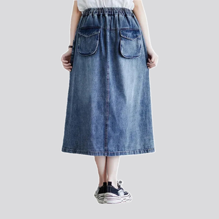 Boho high-rise frayed jeans skirt