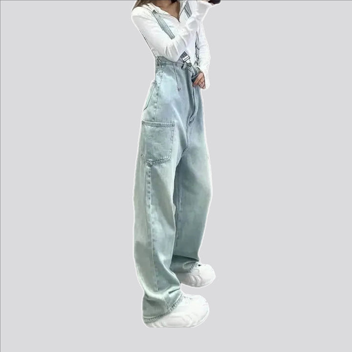 Lightweight slouchy style women's denim overall