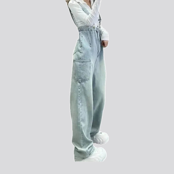 Lightweight slouchy style women's denim overall