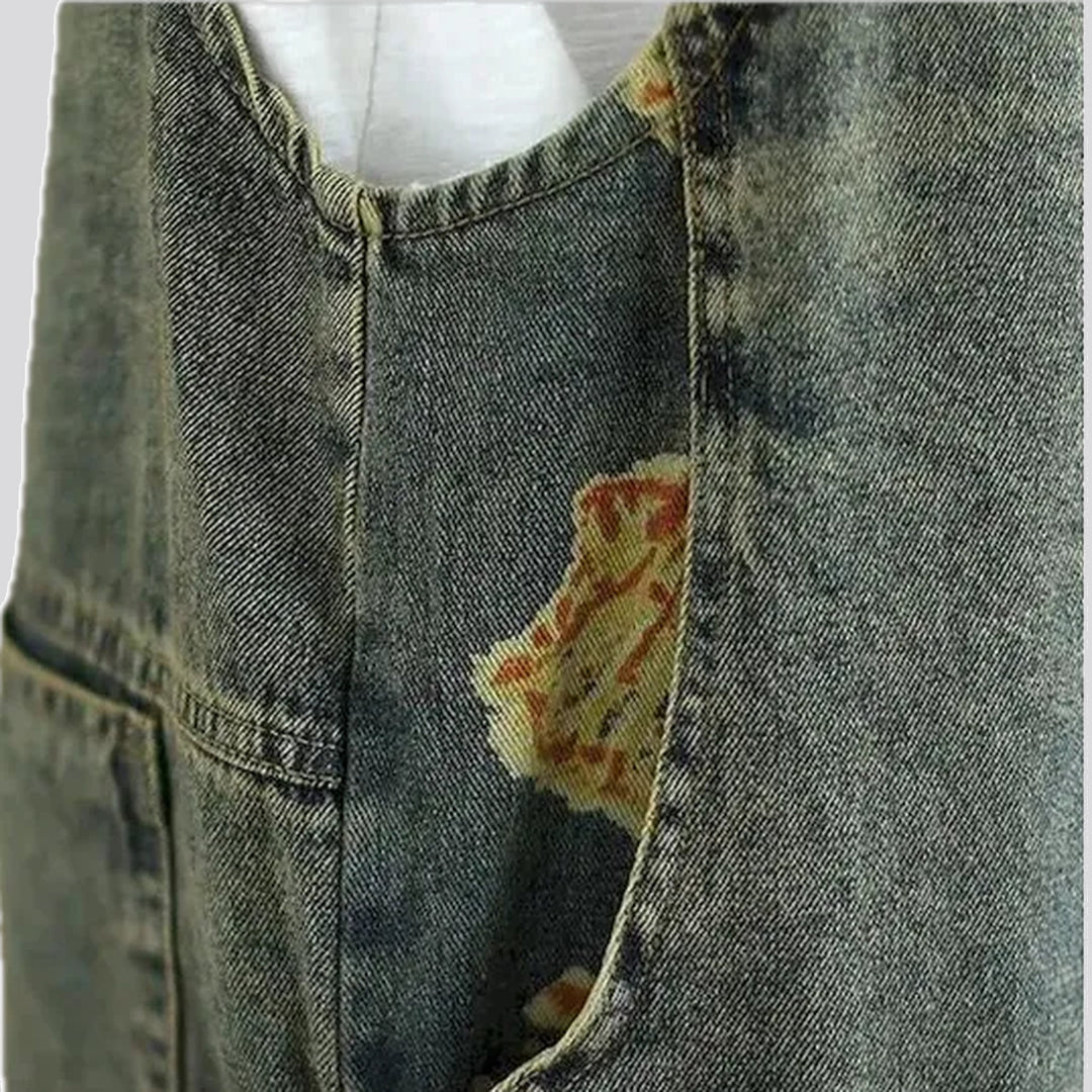 Retro style denim bib for ladies