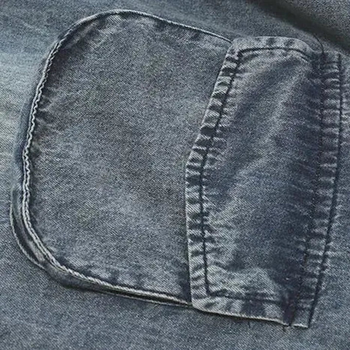 Unique cargo pockets rubber hem women's jean bib