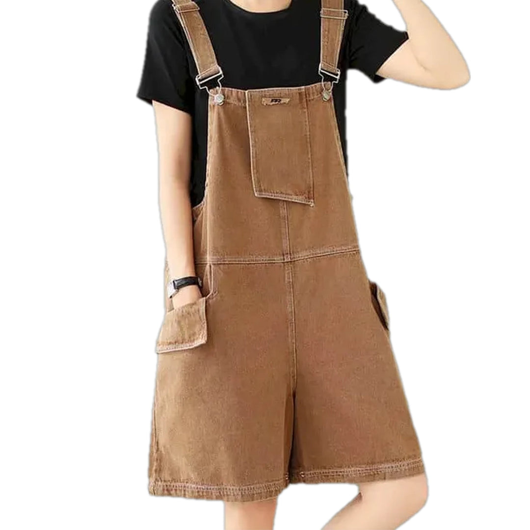 Colored Baggy Women's Jean Overall - Brown