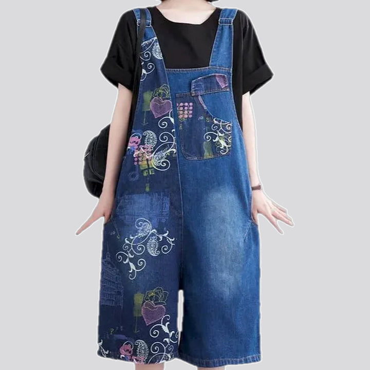 Trendy baggy-leg jean overall for women