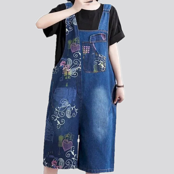 Trendy baggy-leg jean overall for women