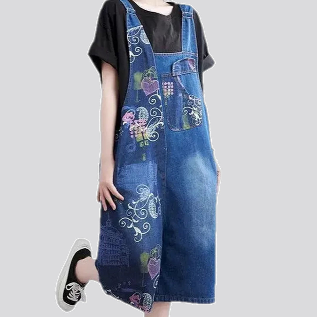 Trendy baggy-leg jean overall for women