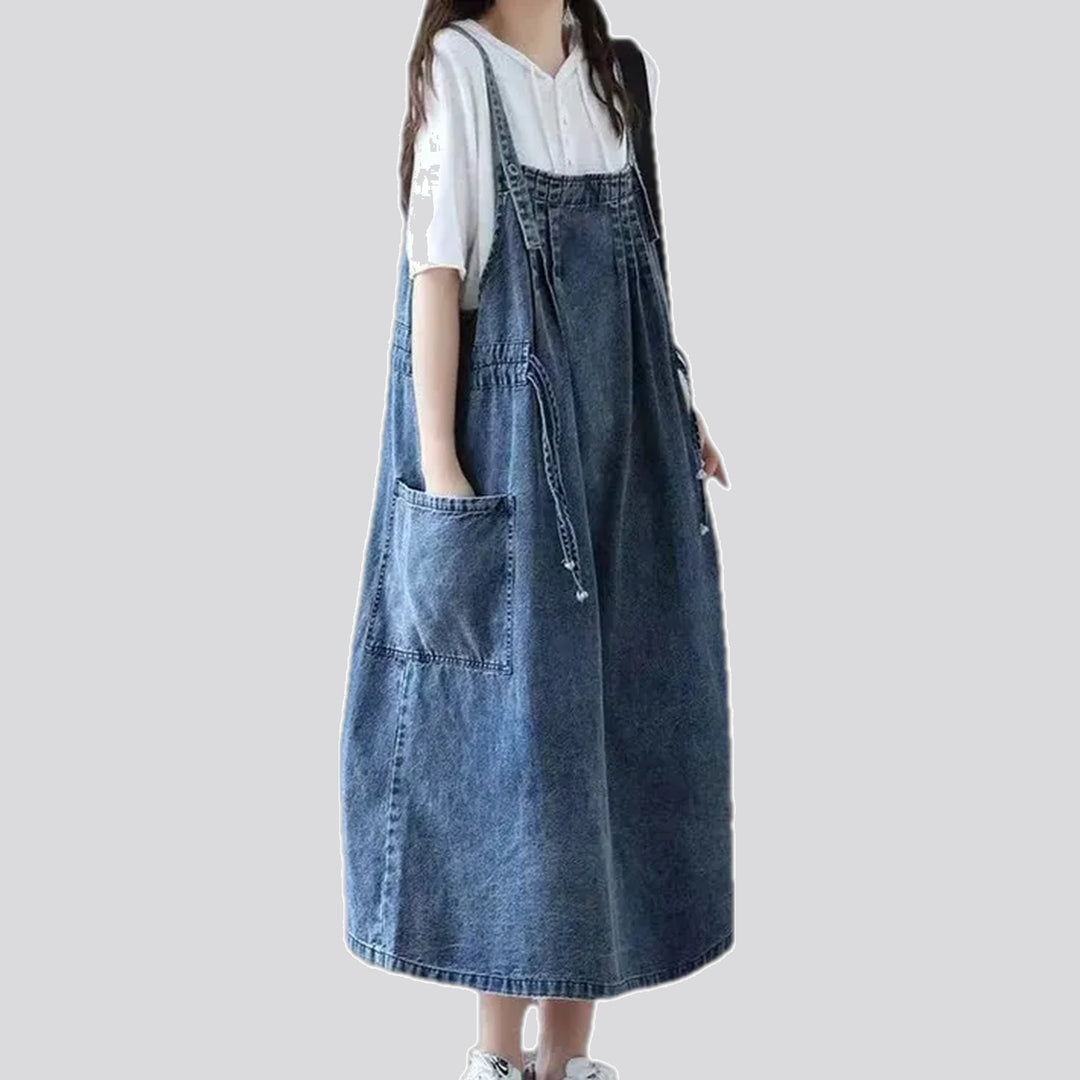 A-line fashion medium-length denim dress