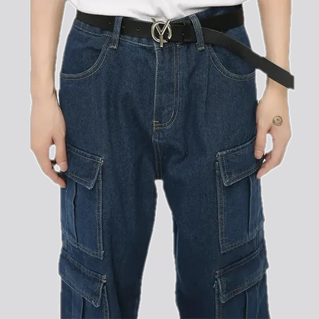 Wide fit dark casual men's jeans